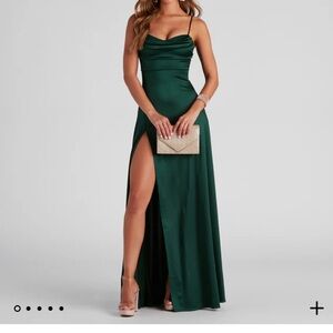 Windsor “Marissa formal satin cowl neck dress”